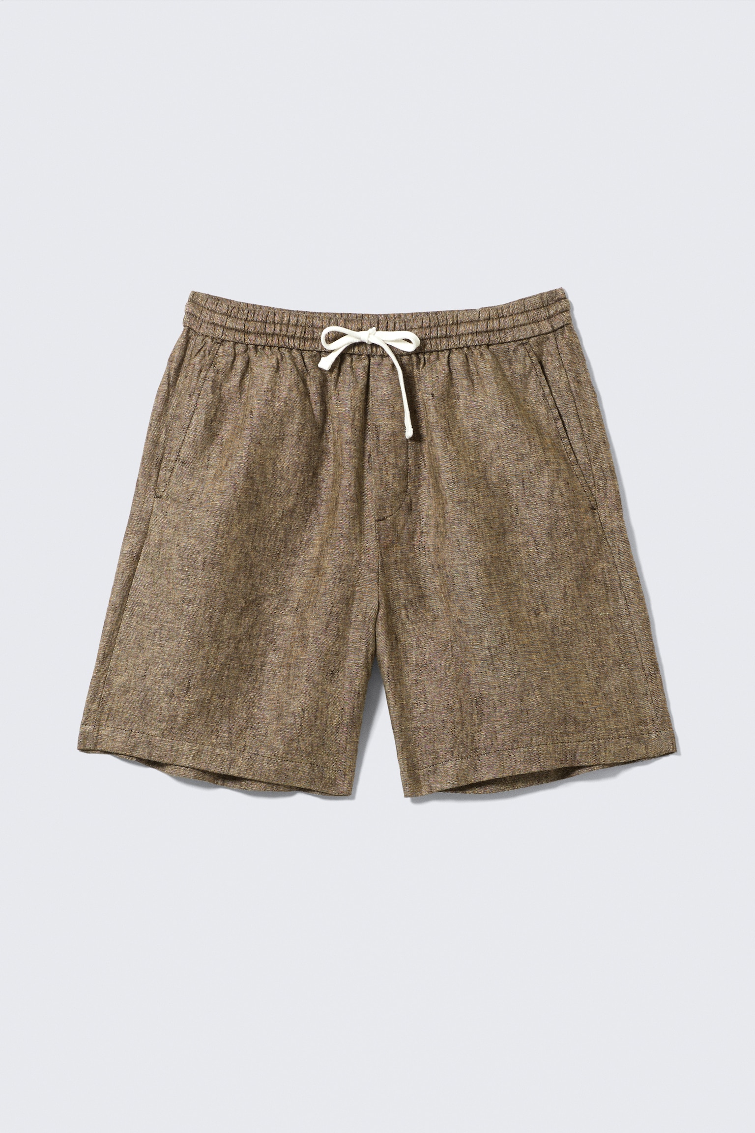 Shorts de lino holgados con cordón - Marrón oscuro jaspeado/Crudo/Negro - 1