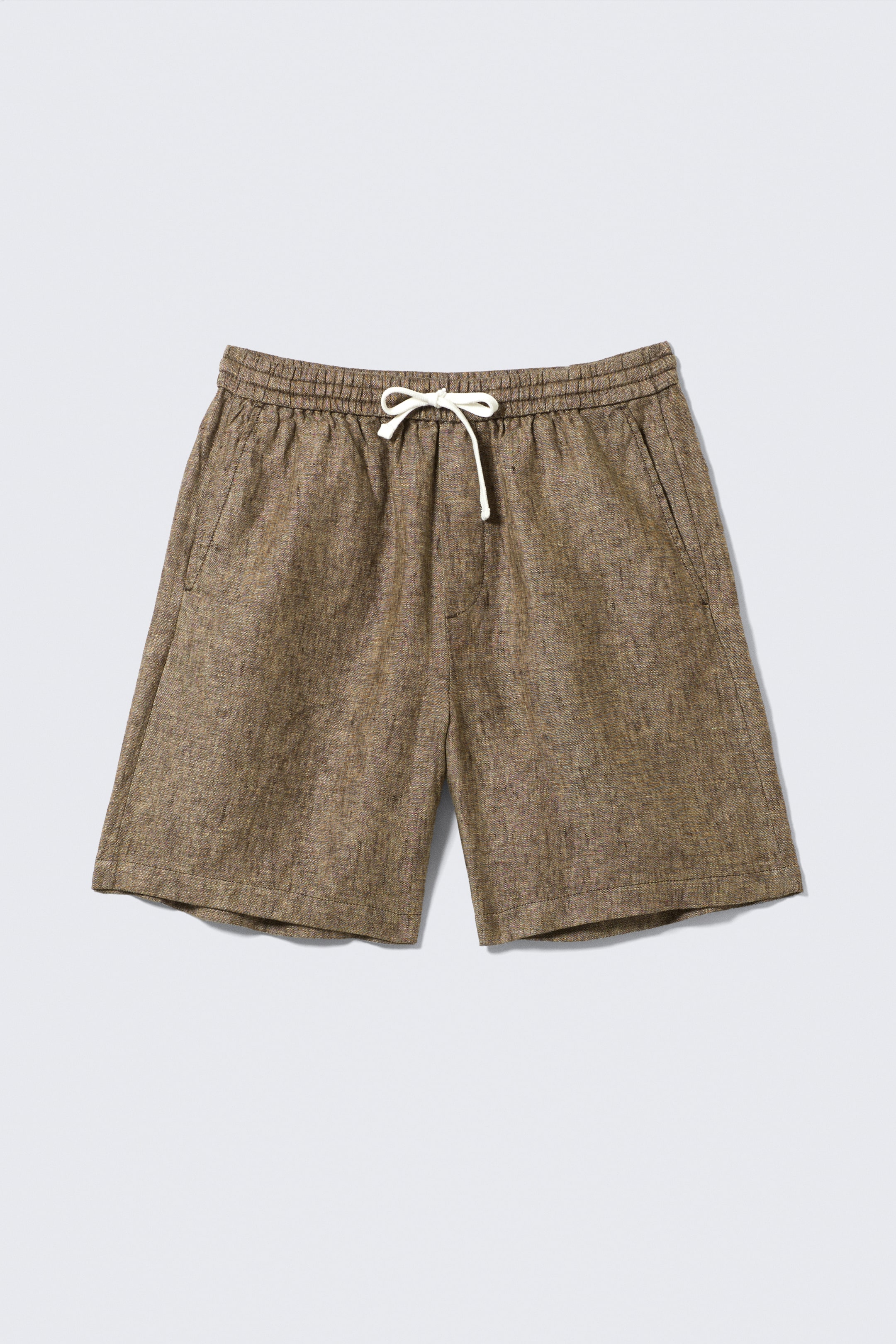 Visualizza immagine più grande: Shorts relaxed in lino con coulisse - Marrone scuro mélange - UOMO | H&M IT 4