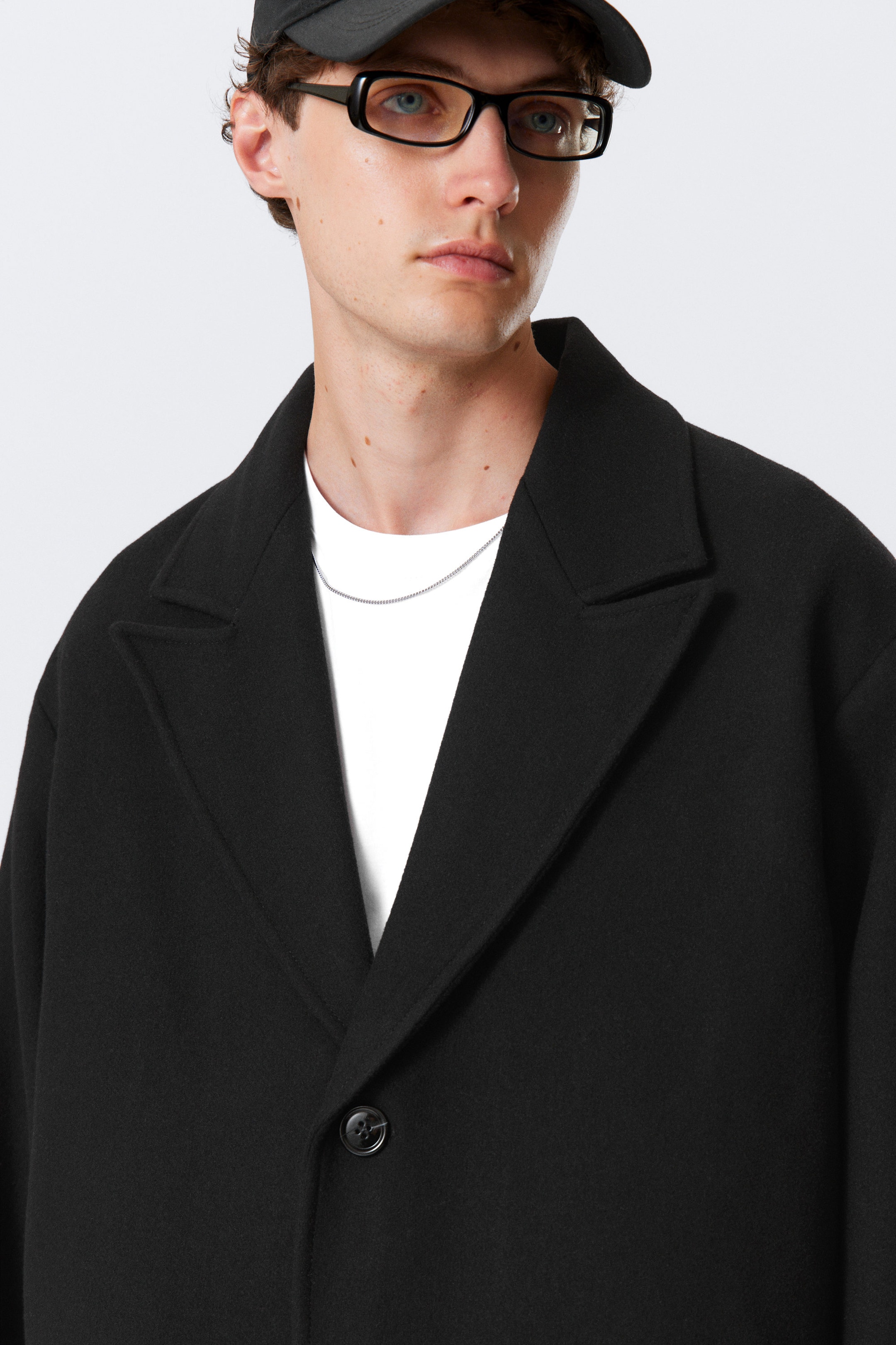 Black - Single Breasted Wool-blend Coat - 1