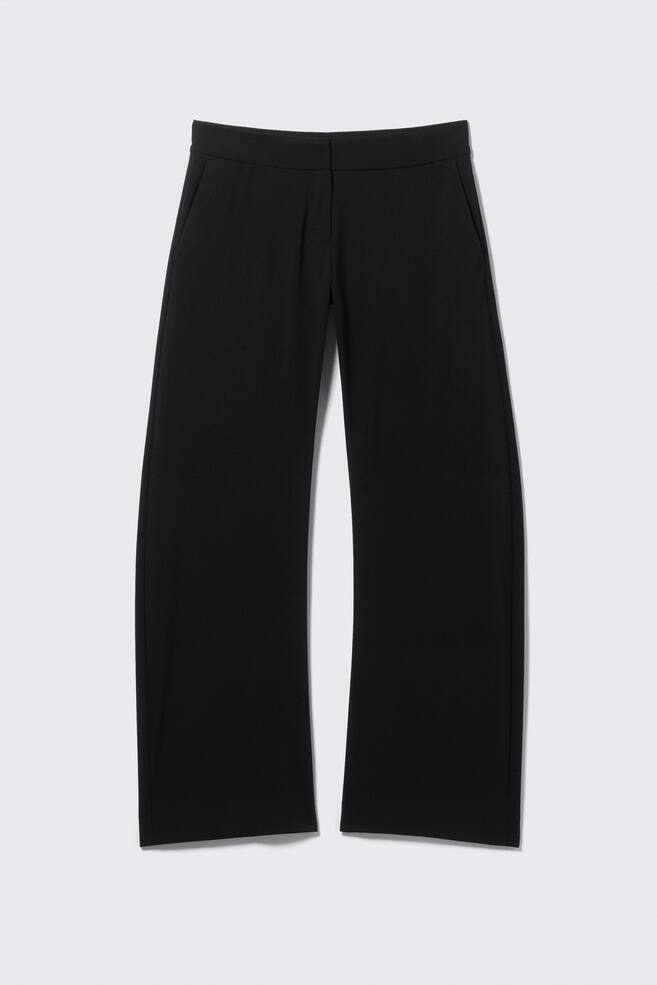Pantalones de traje de tiro bajo, pernera barril y ajuste holgado - Negro - 1