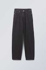 Fast Schwarz - Rail Mid Waist Loose Wide Jeans - 0