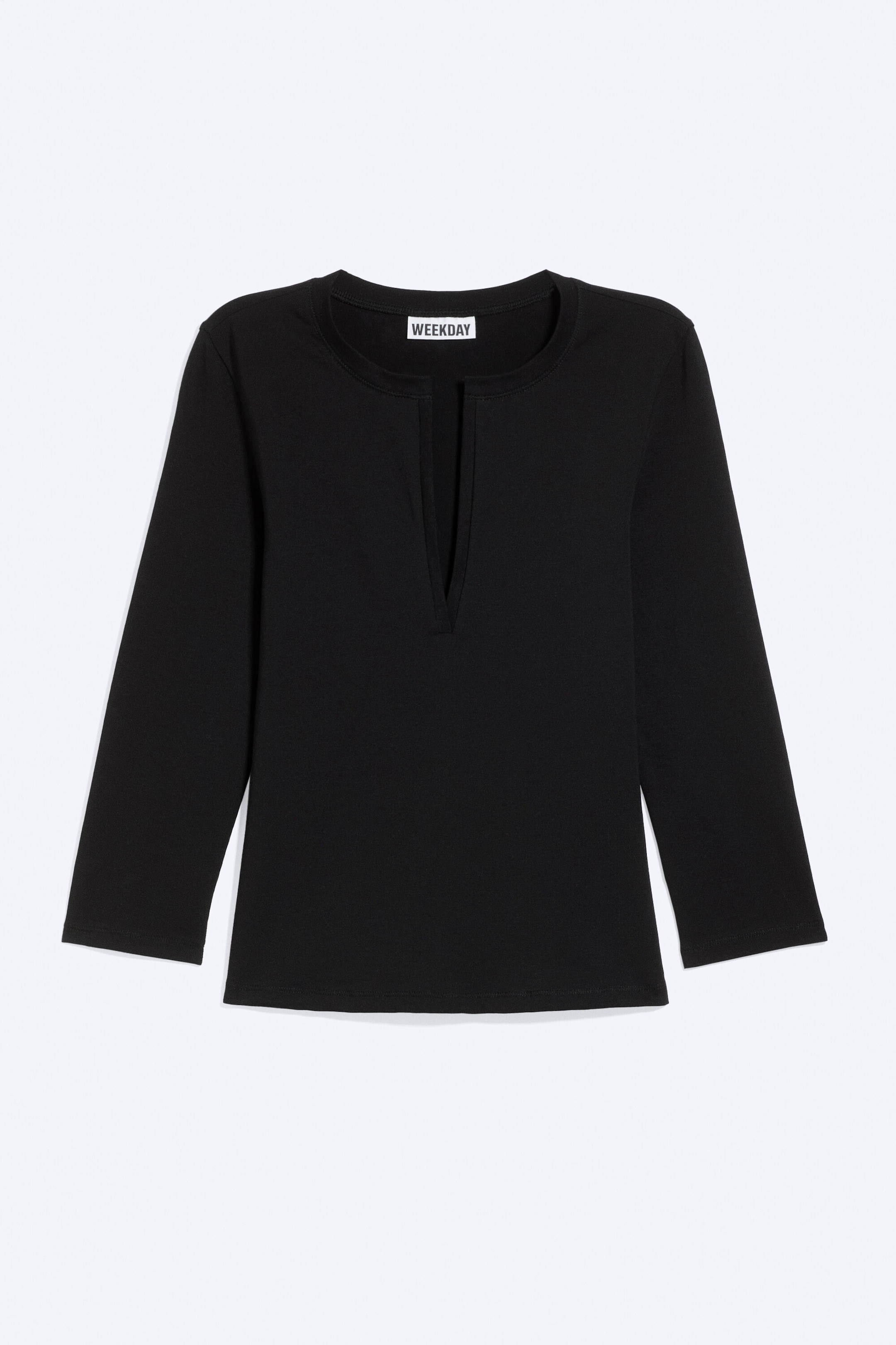 Black - Split V-neck Three-quarter sleeve top - 0