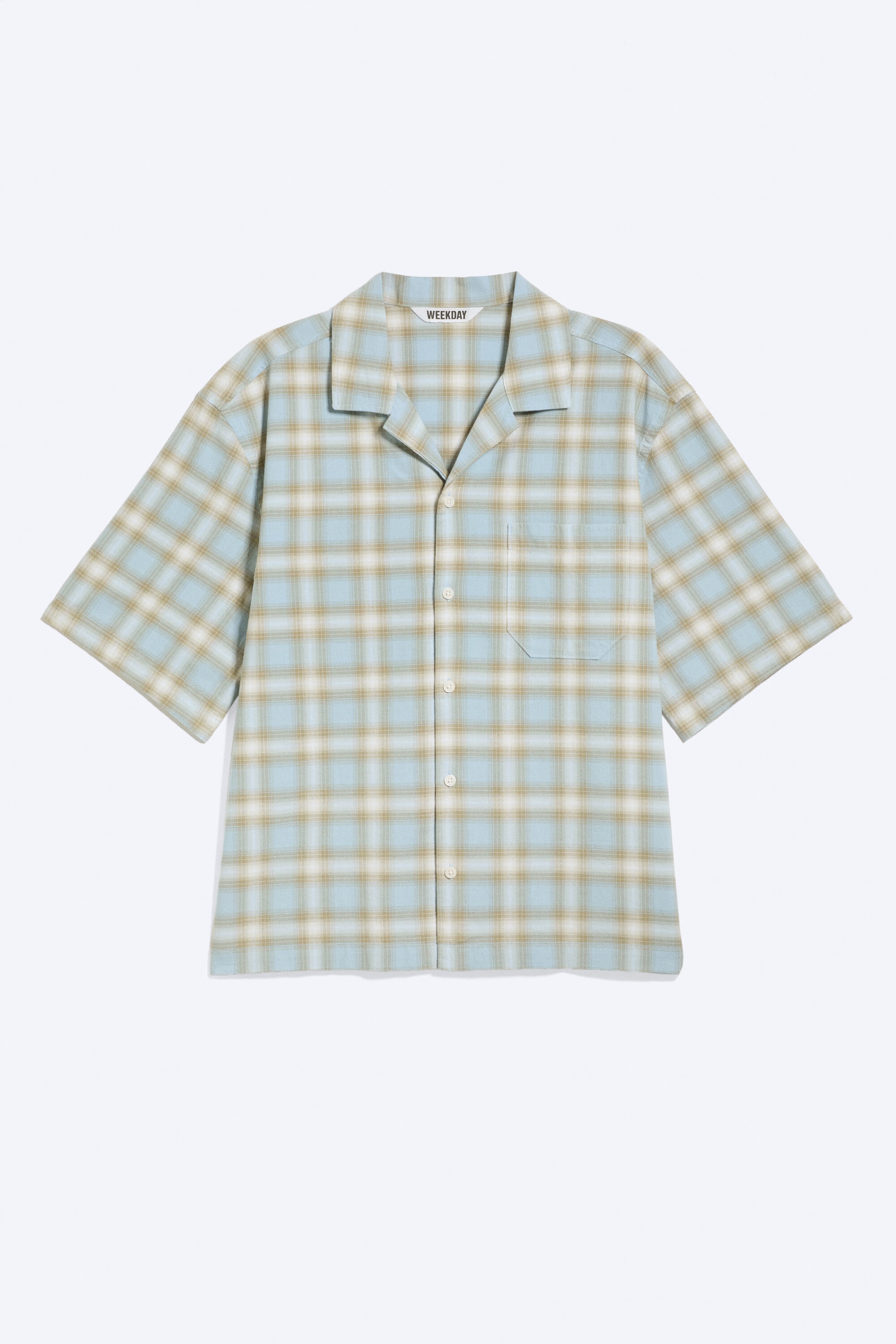Blue Check - Cotton Short-sleeved buttoned shirt - 4