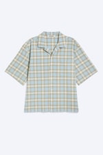 Blue Check - Cotton Short-sleeved buttoned shirt - 4