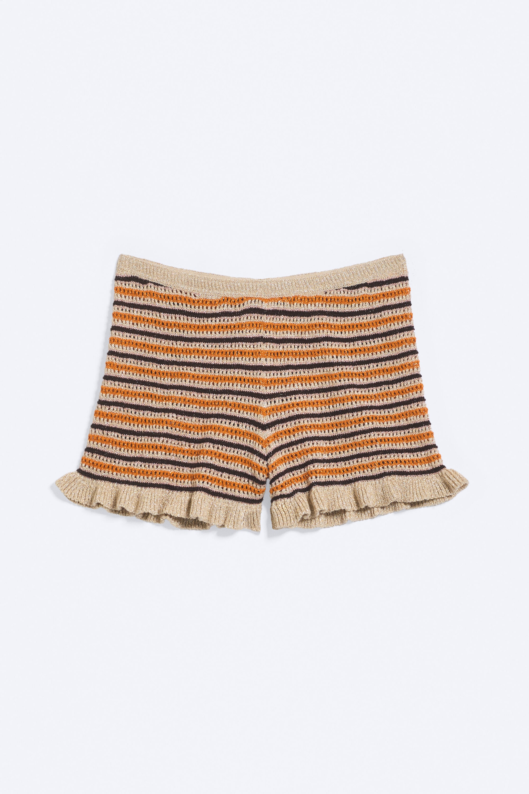 Randig Orange - Stickade minishorts - 3