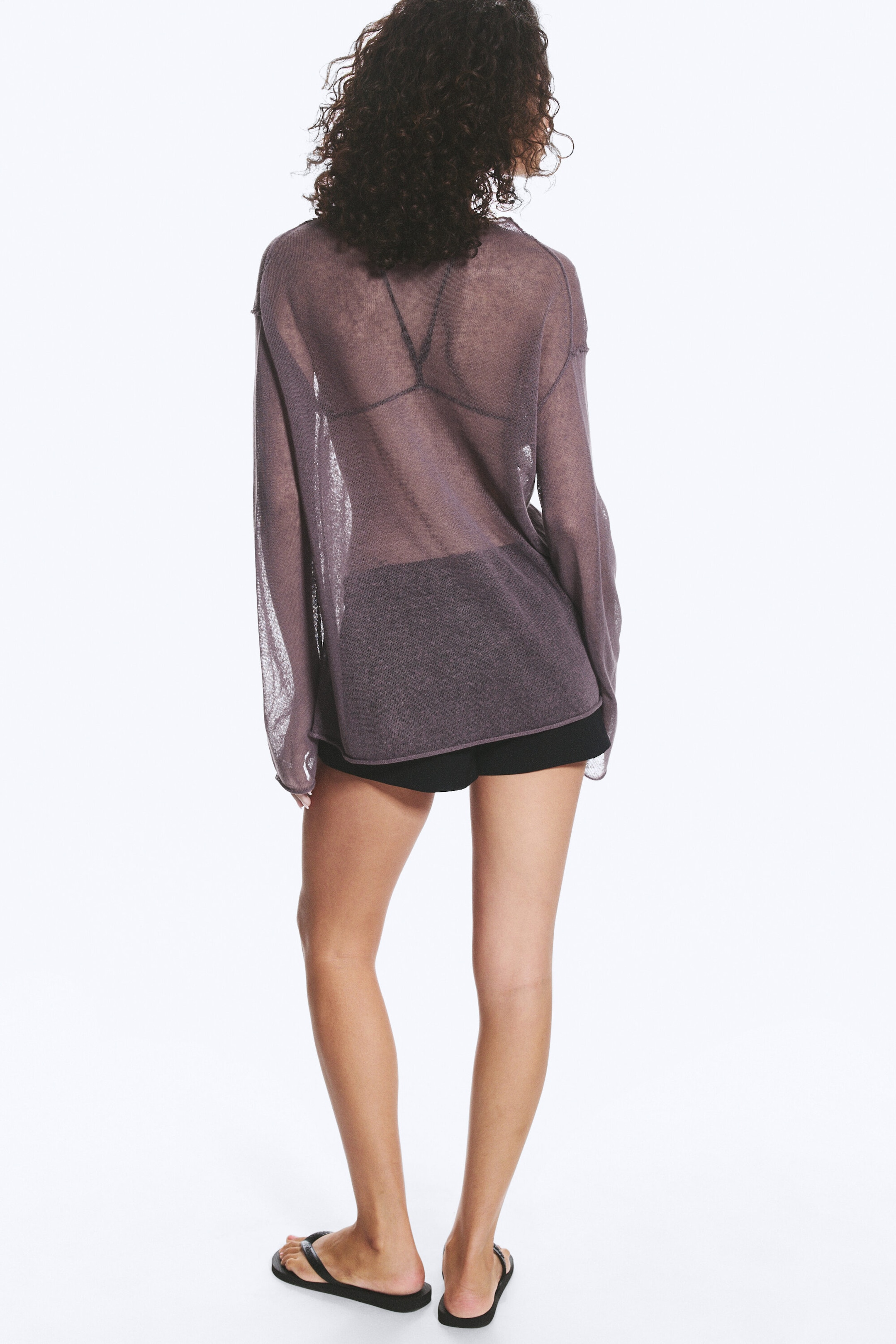 Staubiges Lila - Pullover aus Leinenmix - 2