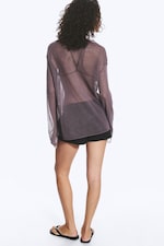Staubiges Lila - Pullover aus Leinenmix - 2