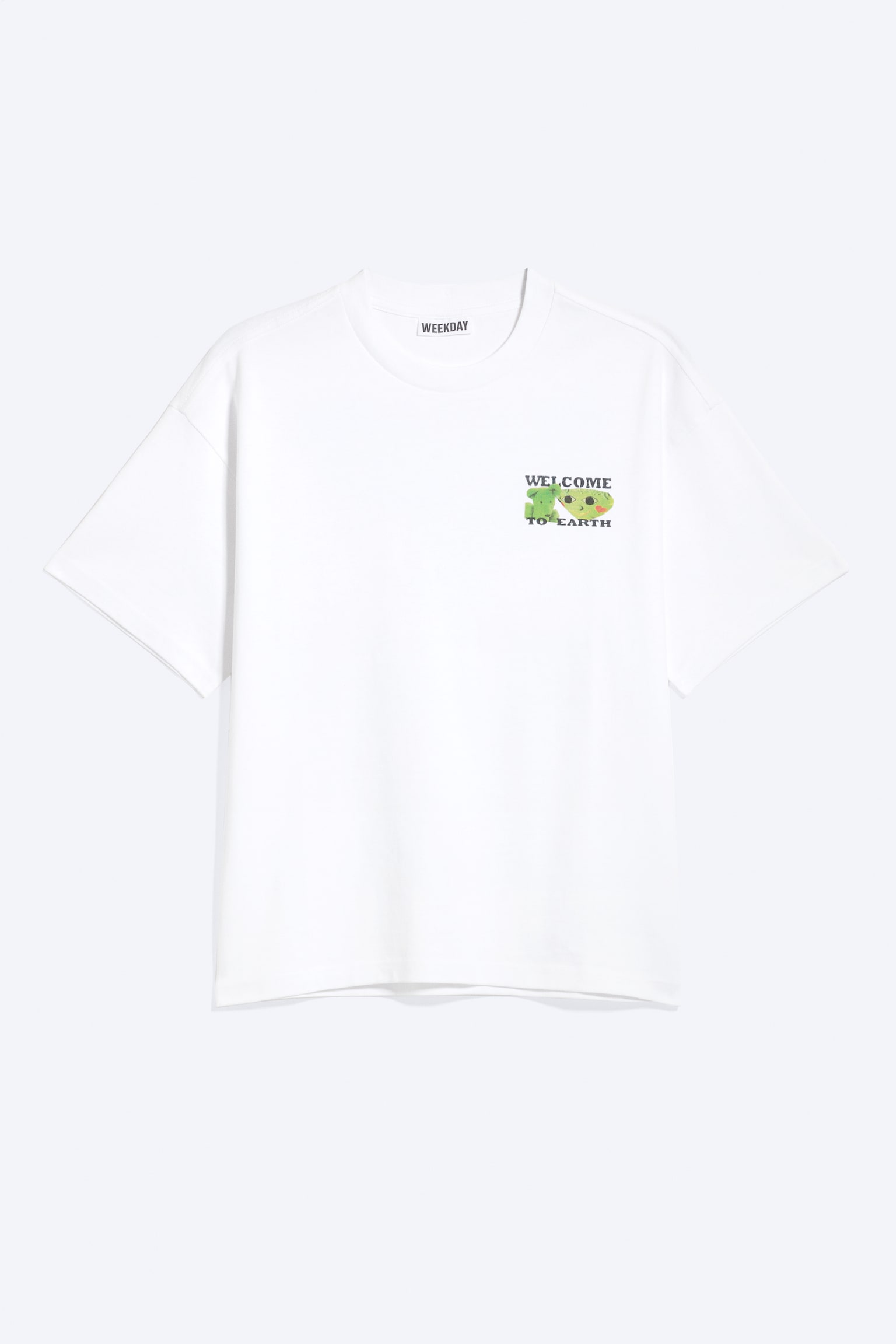 Boxy Printed Graphic T-shirt - Bílá - Vítejte Na Zemi/Black - Karma/Černá - Warden/Růžová/Bílá - Slzy/Žlutá - Itálie - 1