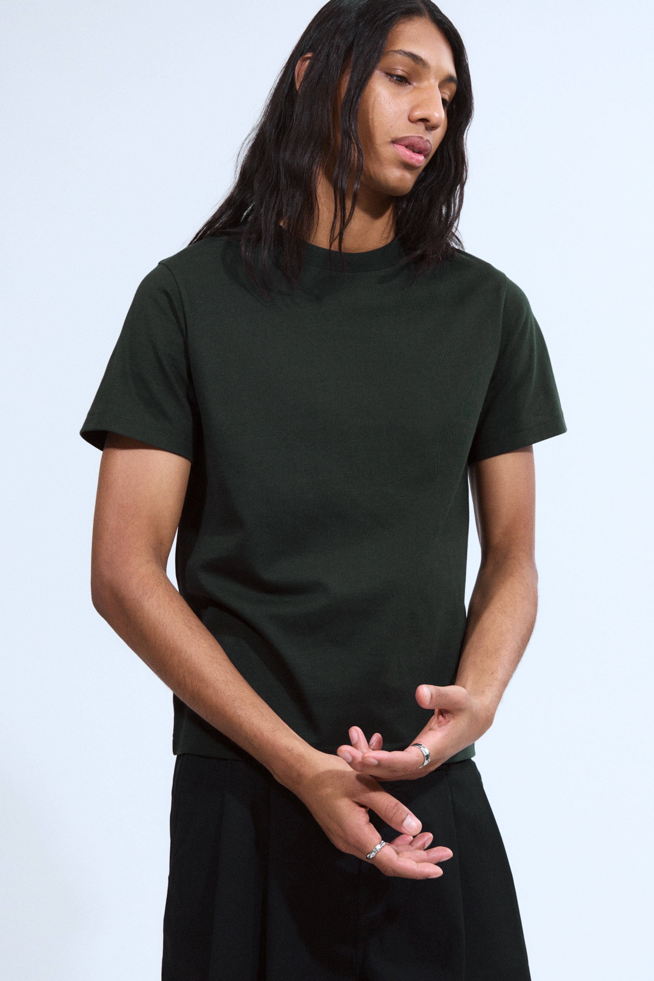 Zobrazit větší obrázek: Short Boxy Heavyweight T-shirt - Tmavě zelená - MUŽI | H&M CZ 1