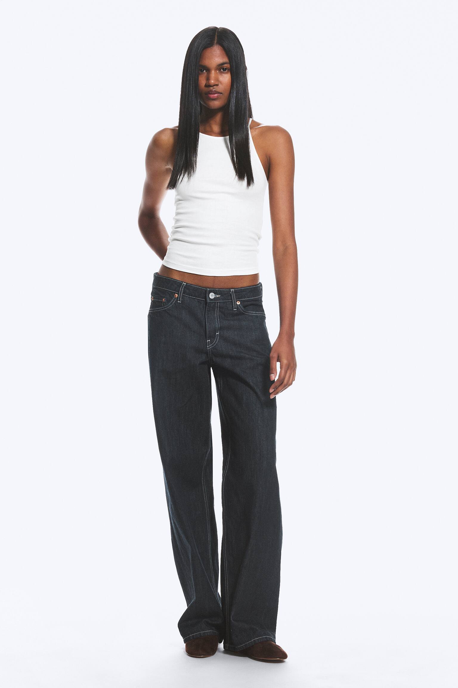 Jean jambe large taille basse Ample - Blue Rinse – Bleu foncé/Gloria Blue - Bleu moyen/Dream Blue – Bleu clair/Kimberley Blue - Bleu clair/Risso Black - Black/Ink Black - Noir/Redondo Black - Noir/Gris mine - Gris foncé - 1