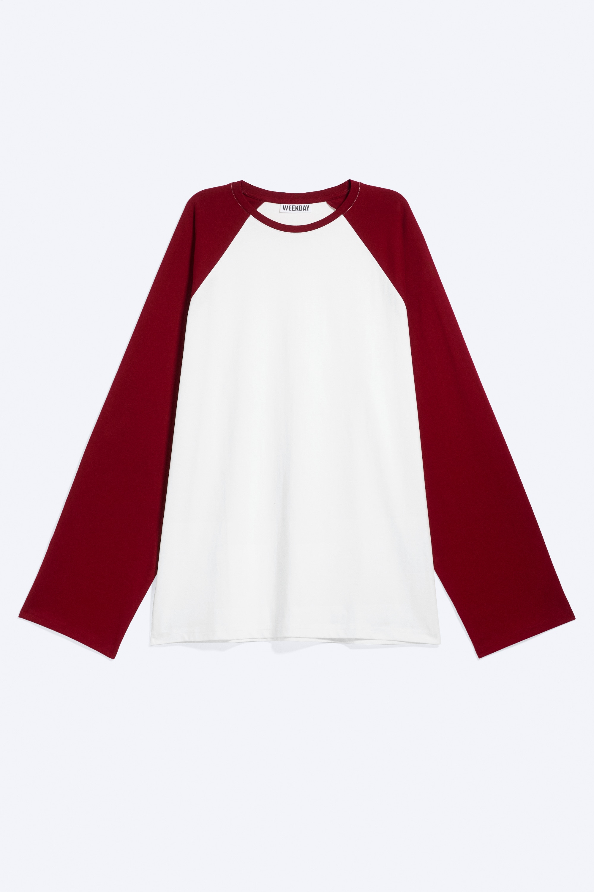 Maglia ampia a maniche raglan lunghe - Bianco + Rosso/Grigio scuro