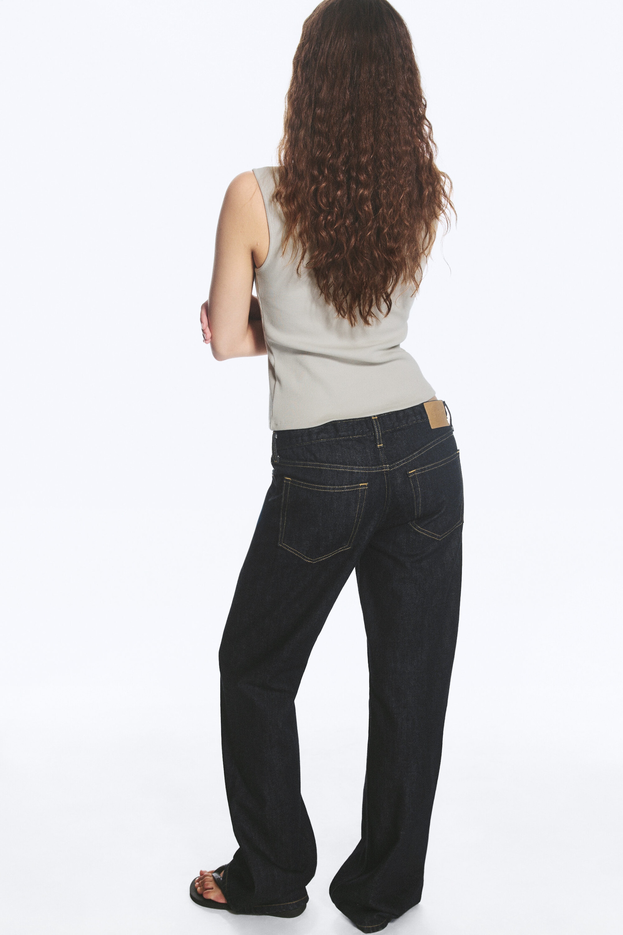 Blue Rinse - Dark Blue - Aura Low Rise Relaxed Bootcut Jeans - 3