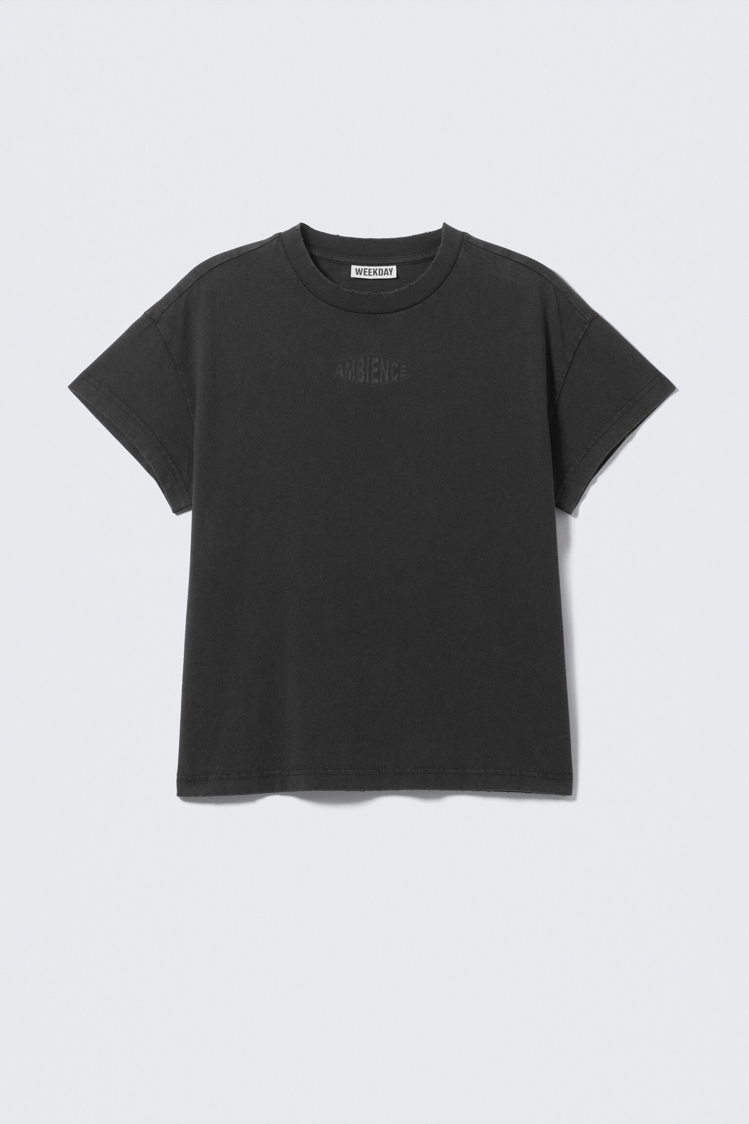 T-shirt de algodão boxy com estampado - Preto - Ambience
