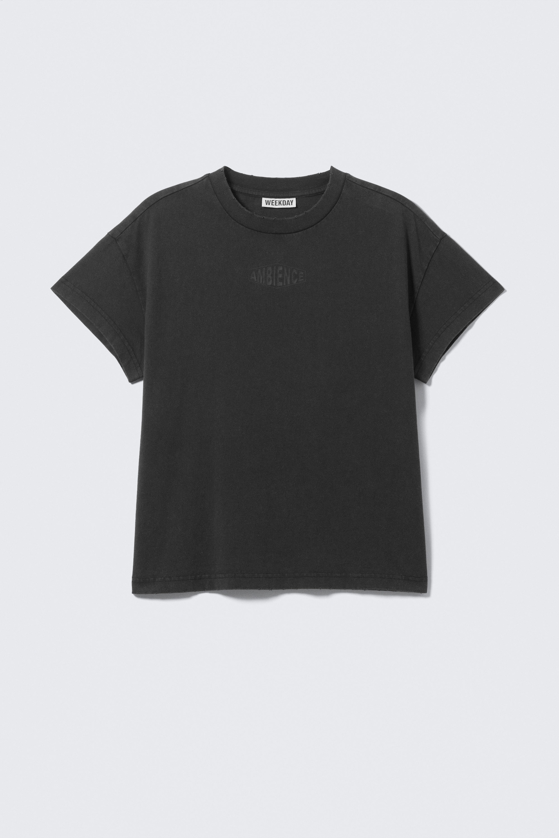 Schwarz - Ambience - Boxy Baumwoll-T-Shirt mit Grafik und Flügelärmeln - 1