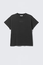 Black - Ambience - Graphic Cap-Sleeved Boxy Cotton T-shirt - 0