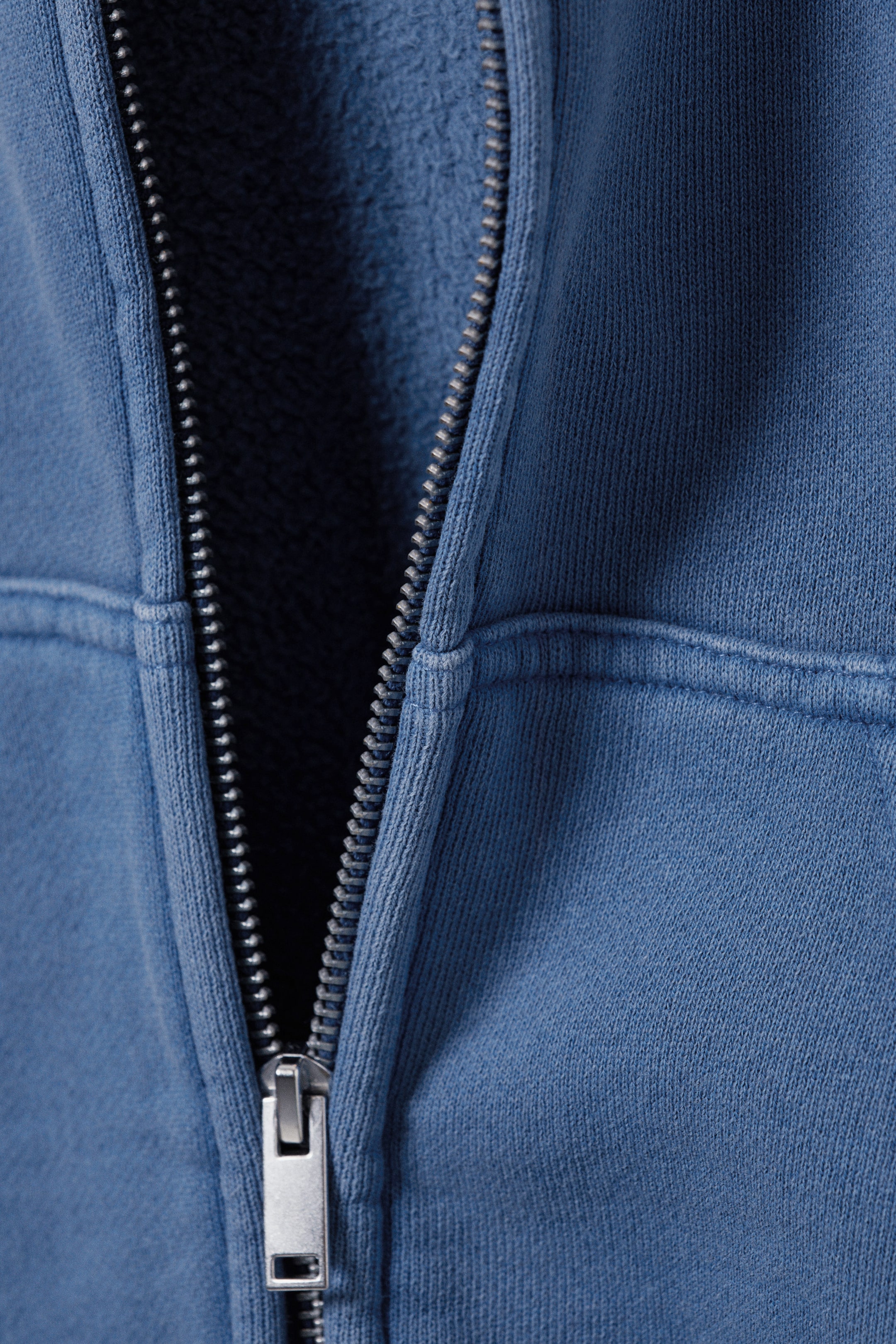 Washed Blue - Cropped Boxy Zip Hoodie - 4