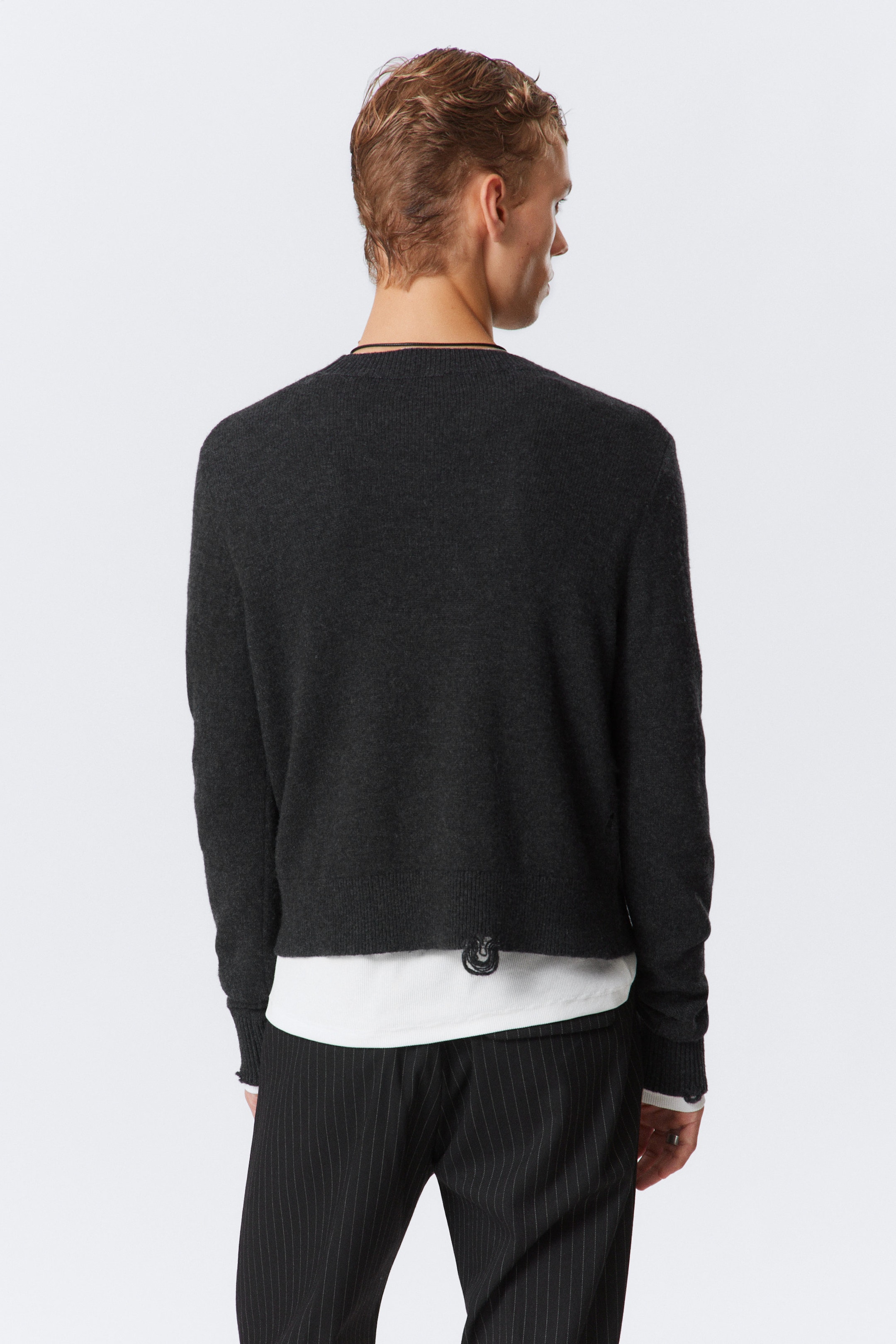 Noir - Pull en laine mélangée délavée - 3