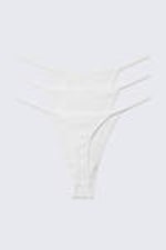 Weiß - 3er-Pack Strings "Stella" aus gerippter Baumwolle - 1
