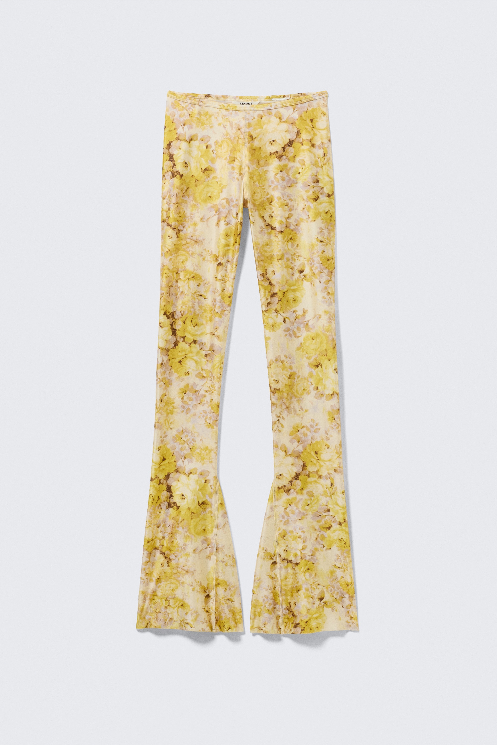 Pantalones acampanados de tiro bajo - Amarillo claro - Floral