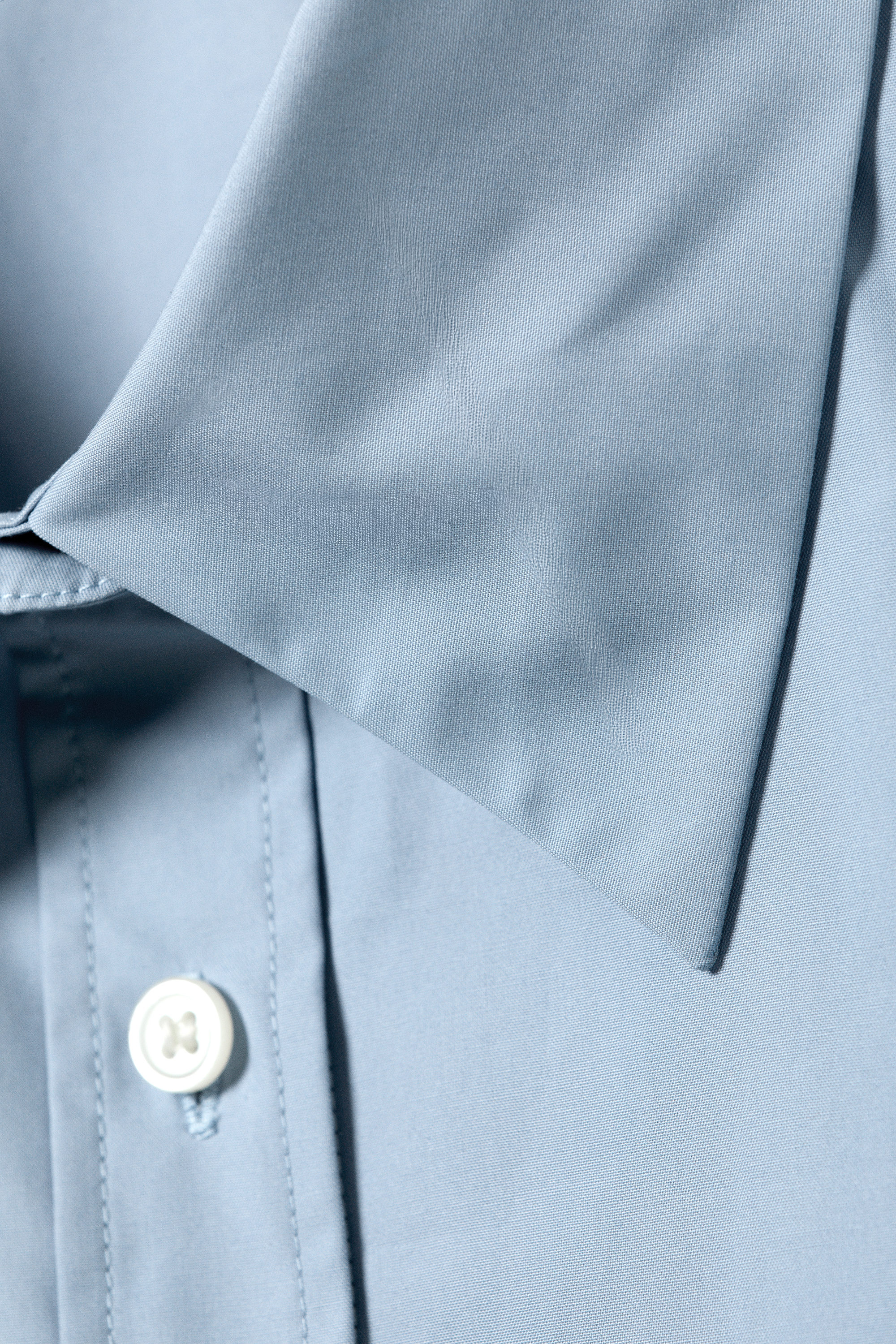 Light Blue - Cross-Buttoned Long-Sleeved Cotton Shirt - 6