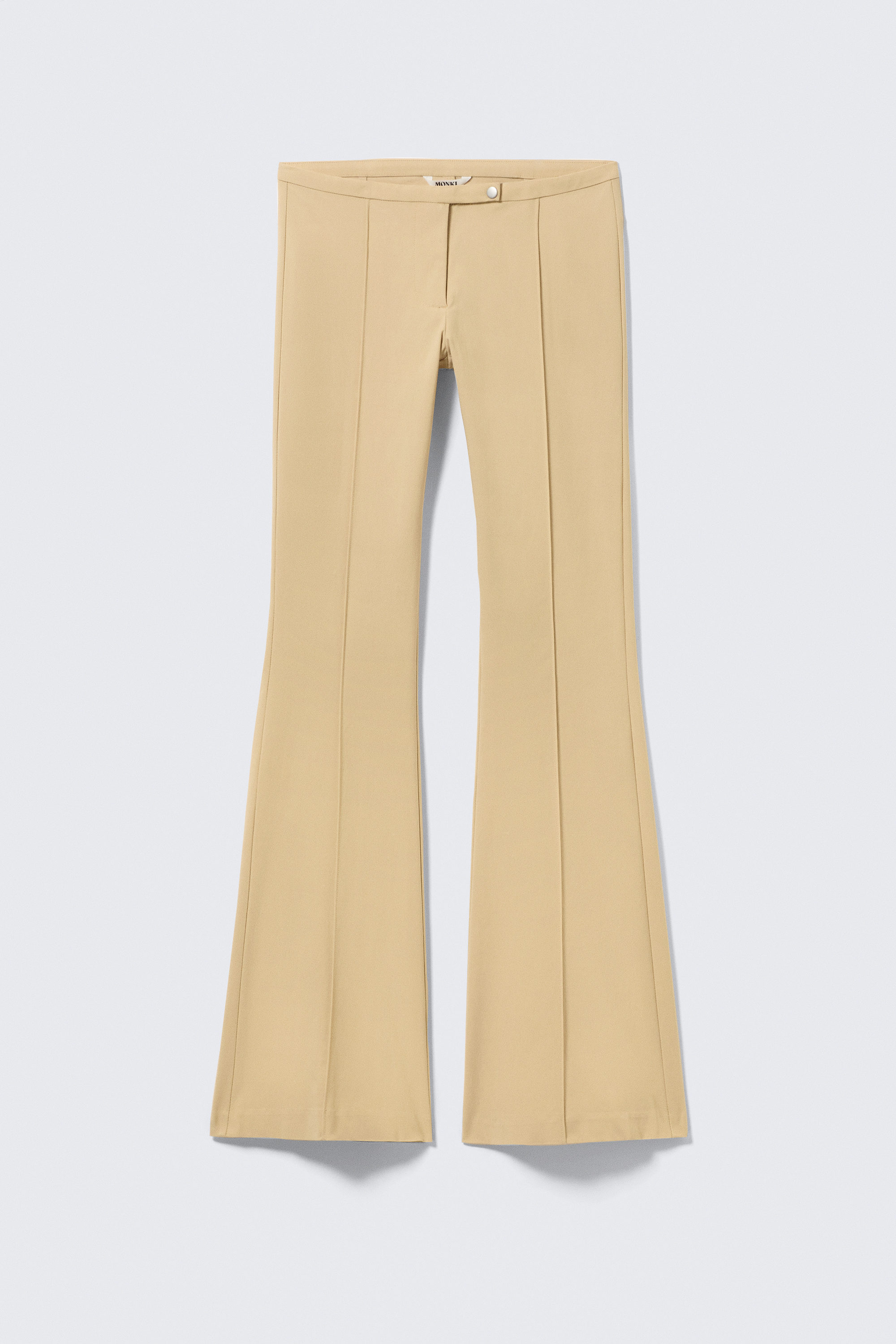 Beige - Low Rise Skinny Flared Leg Trousers - 3