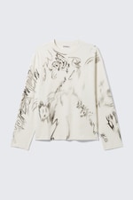 Weiß - Skizzenbuch - Kastiges Langarmshirt mit Grafikprint - 0