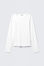 White - Soft Long-Sleeved Cotton Jersey Top - 0