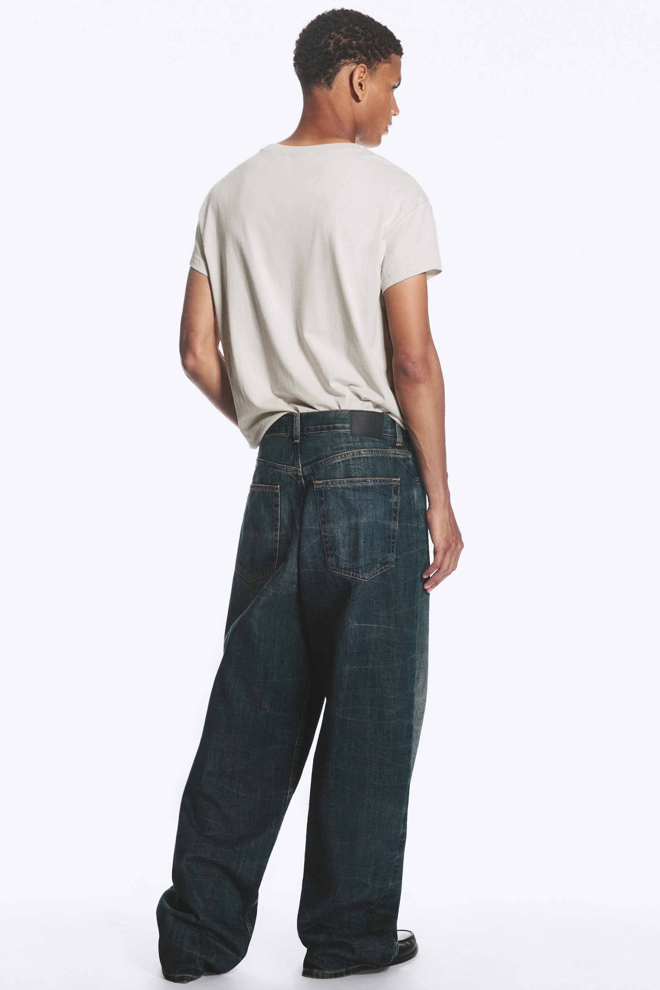 Marina Blue - Dark Blue - Astro Mid Rise Loose Baggy Unisex Jeans - 5