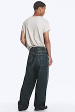 Marina Blue - Dark Blue - Astro Mid Rise Loose Baggy Unisex Jeans - 5
