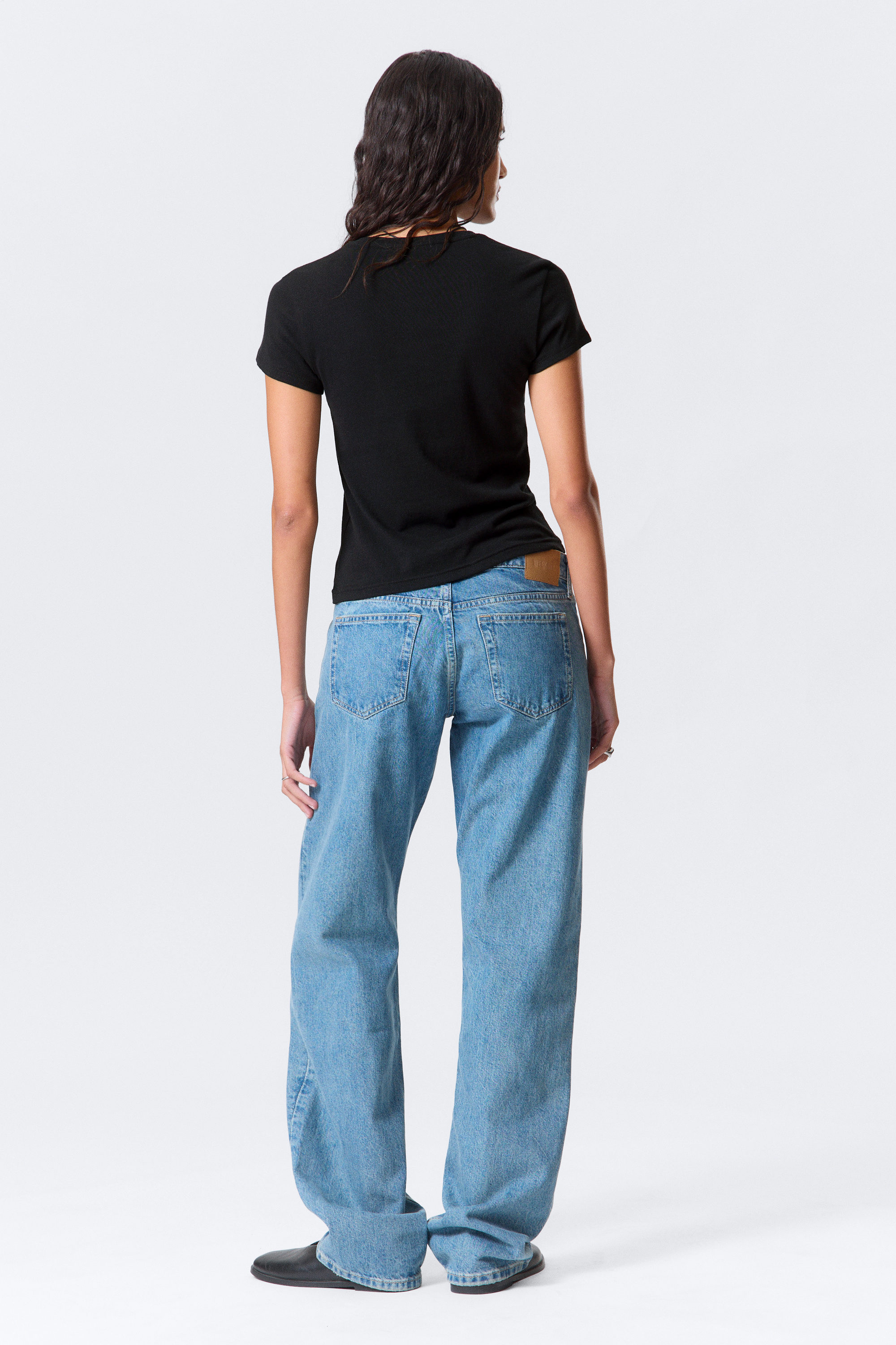 Zwart - Slim fit katoenen T-shirt met korte mouwen - 2