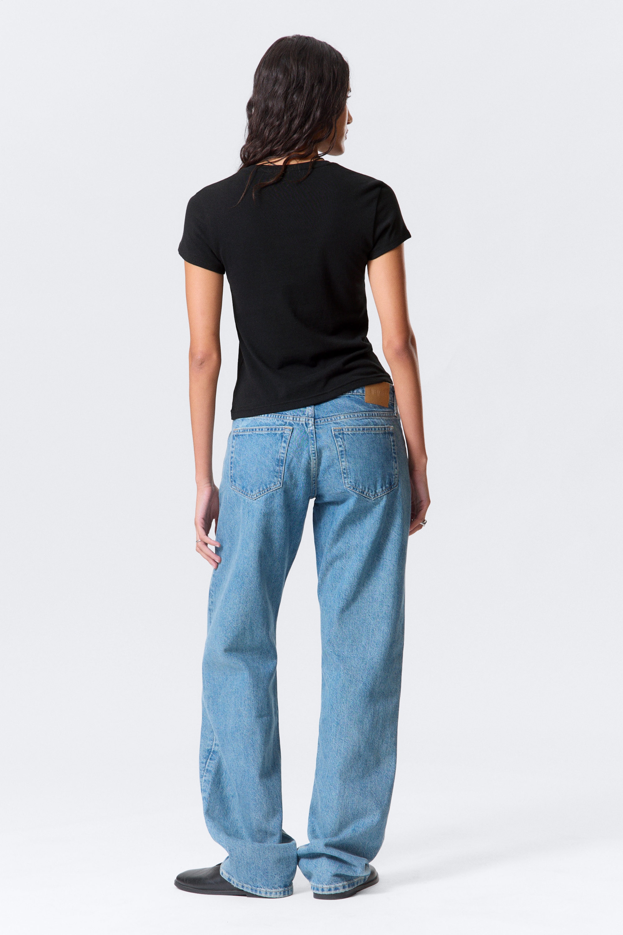 Noir - T-shirt coton ajusté manches courtes - 2