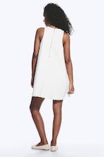 White - Sleeveless Cotton Twill Mini Dress - 3