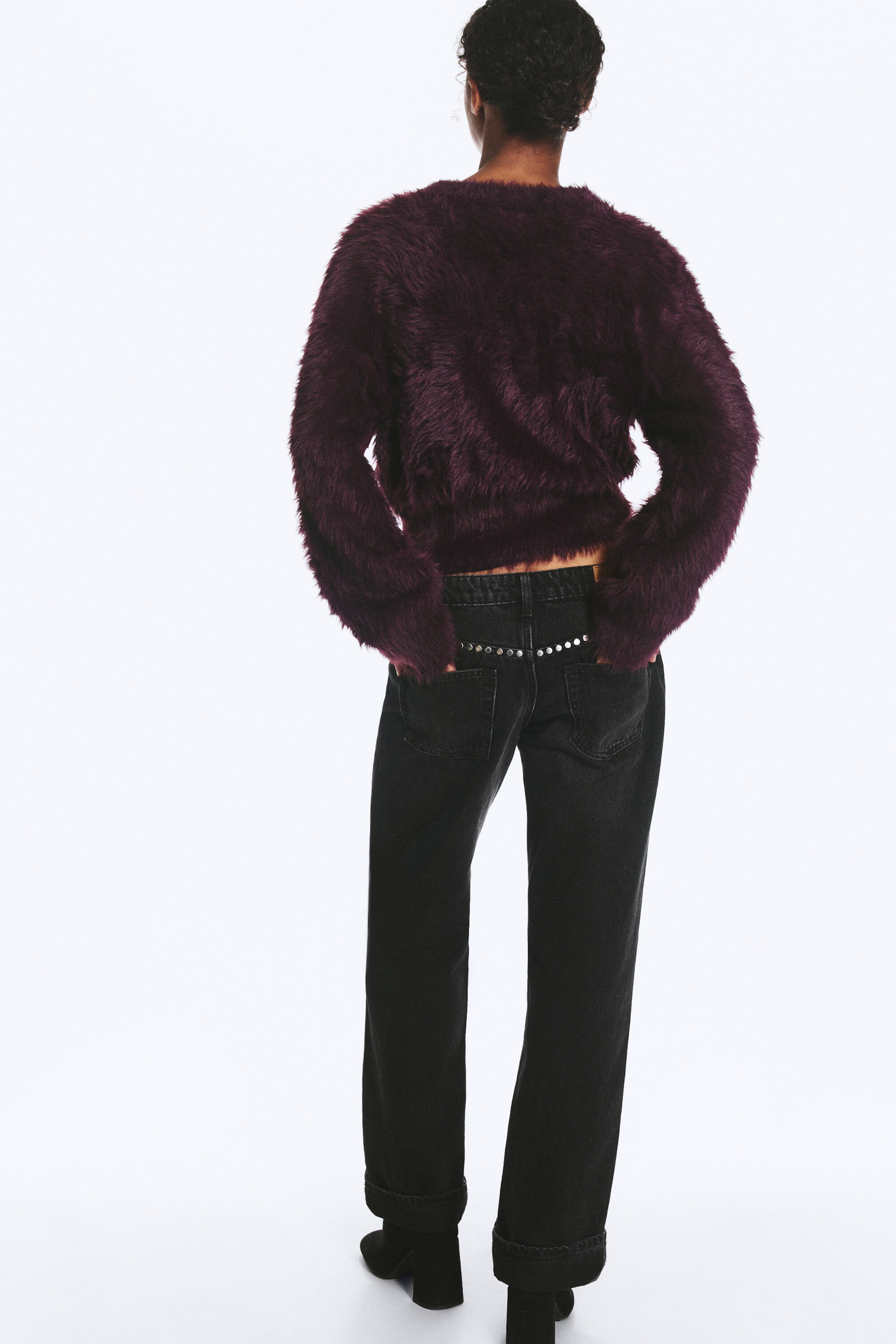Prune - Pull en maille duveteuse - 2