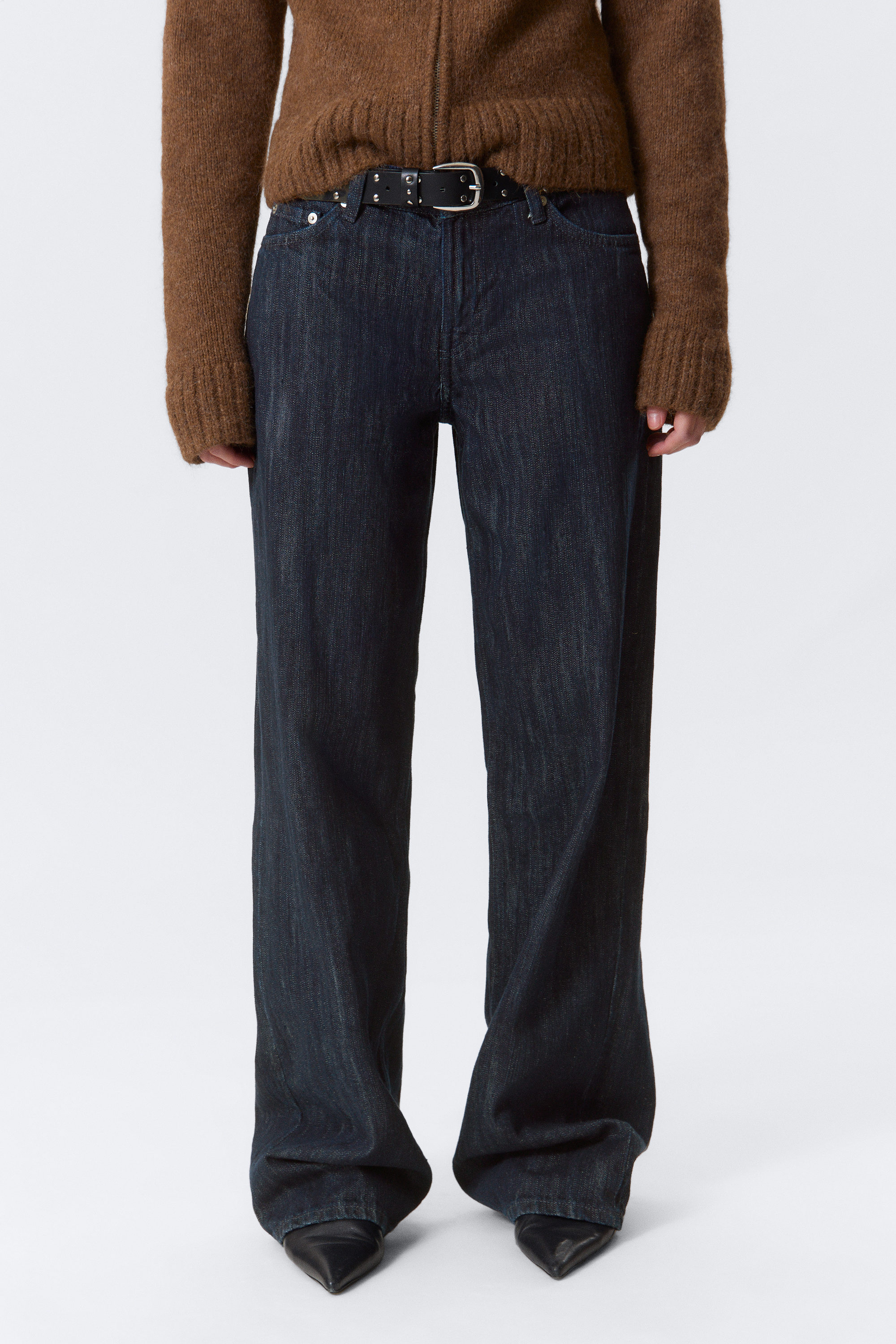 Blue Rinse - Mörkblå - Ample Low Waist Loose Wide Leg Jeans - 2