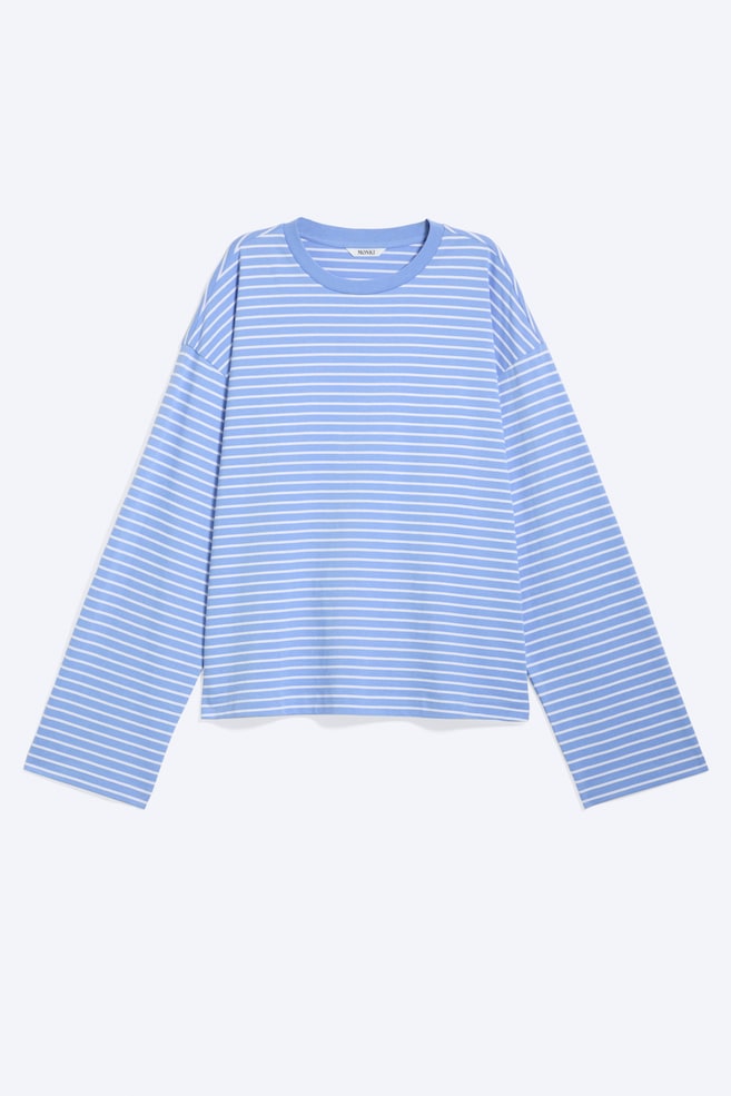 Longsleeve-Shirt aus Baumwolle - Blau/Weiße Streifen/Gestreift in Weiß/Dunkelblau/Staubweiß - Braune Streifen/Dunkelbraun/Altrosa gestreift/Gestreift in Gelb/Burgund/Gestreift rosa/weiß/braun/Hellblau/Braun gestreift/Gestreift in Rosa/Blau/Blau/braun gestreift/Braune & weiße Streifen/Weiß - Pinke/rote Streifen/Hellbeige - Orange gestreift - 1