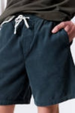 Dunkelblau - Entspannte Cord-Shorts mit Kordelzug - 1