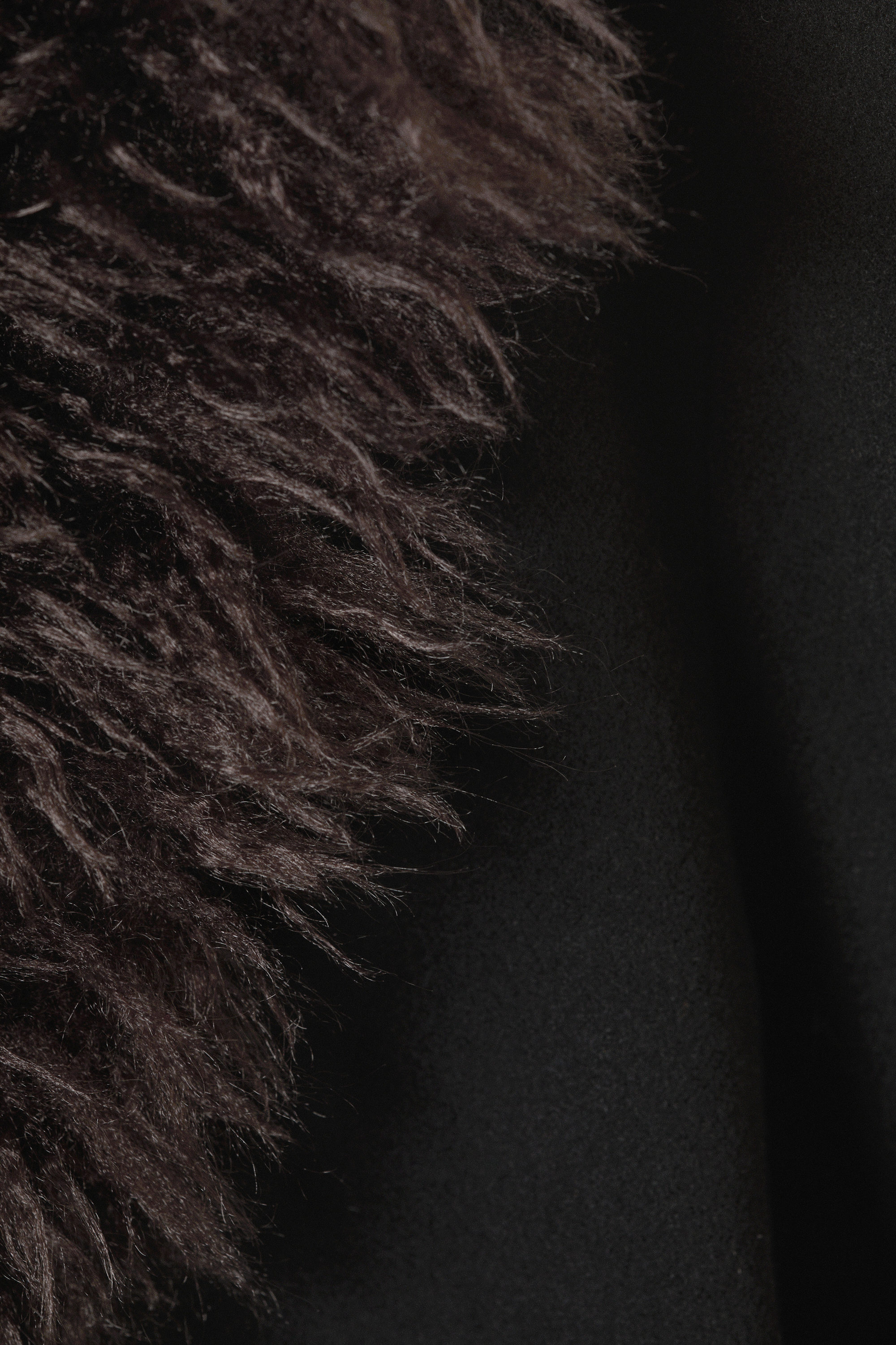 Black - Brown Faux Fur - Long Oversized Coat with Faux-Fur Trims - 7