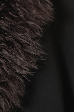 Schwarz - Braunes Kunstfell - Langer Oversize-Mantel mit Kunstpelzbesatz - 7