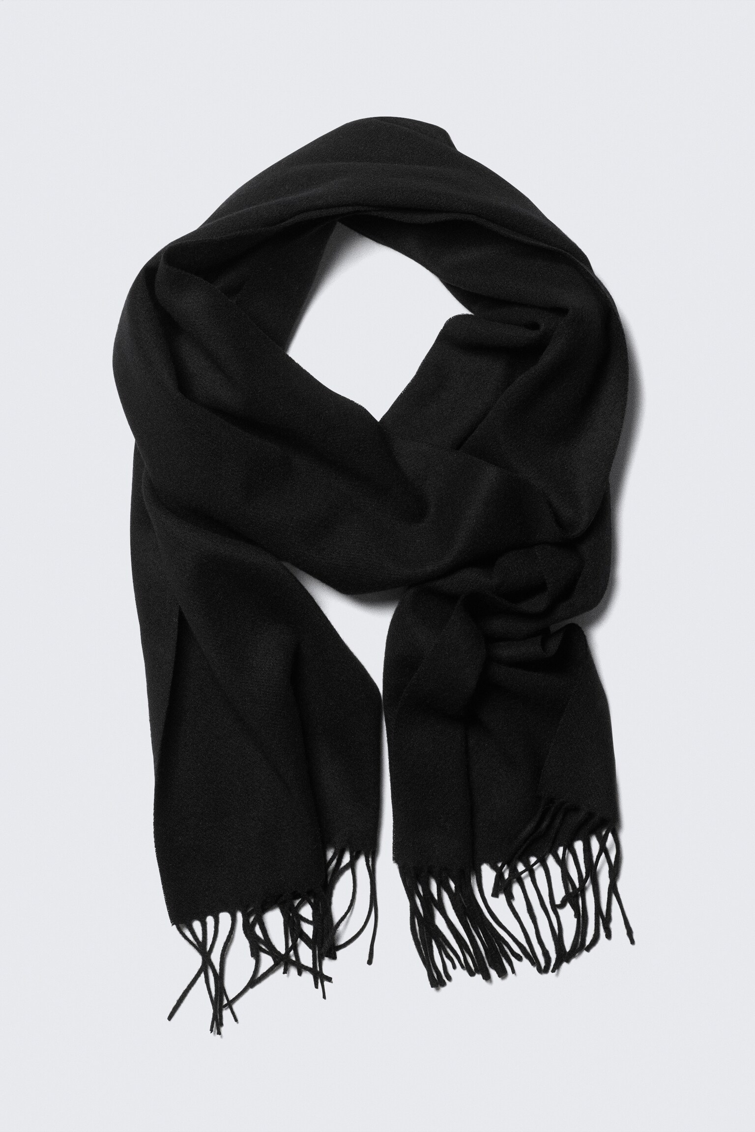 Long Woven Wool Scarf - Black/Medium Brown