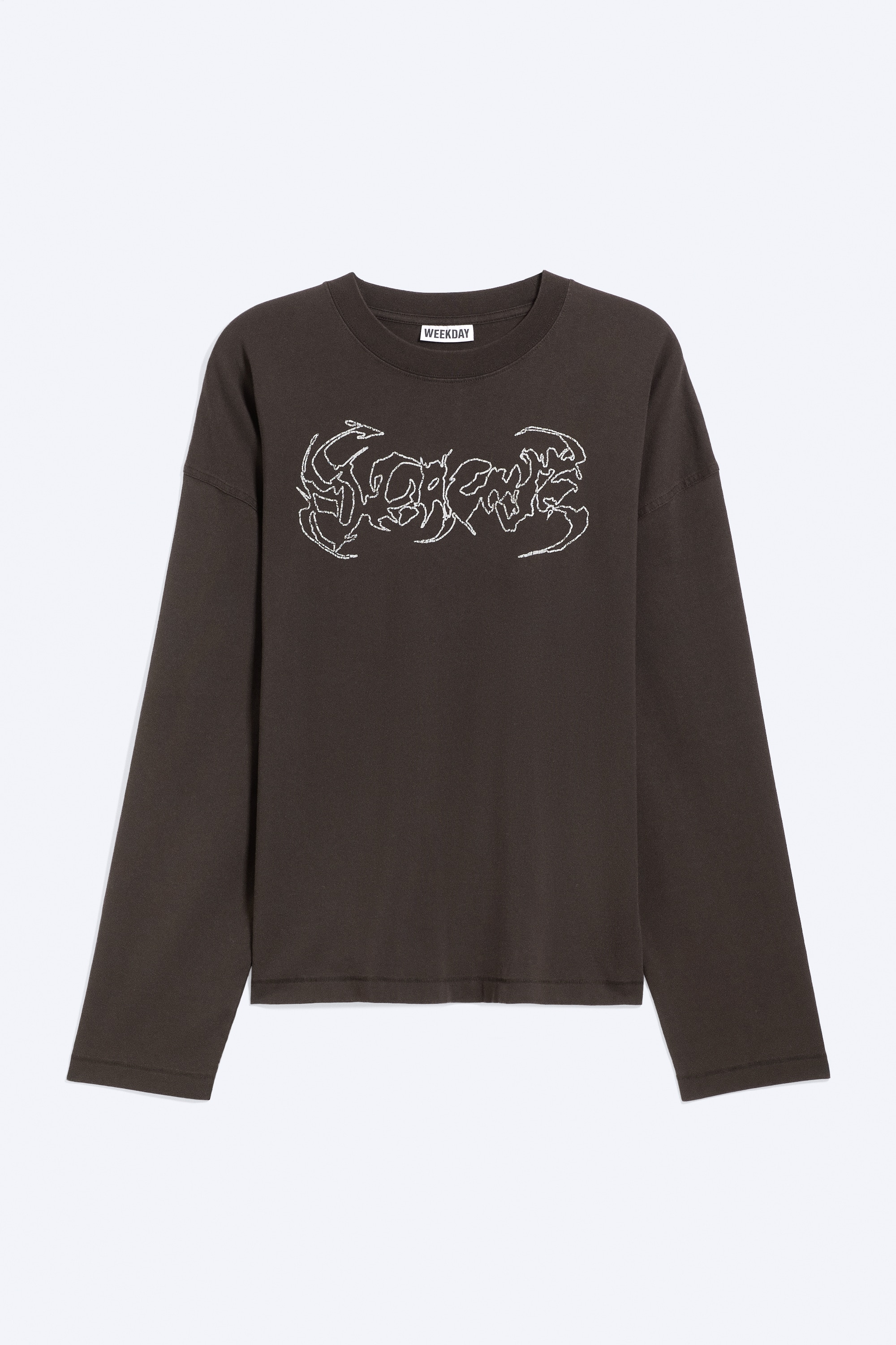 Oversized Graphic Long-sleeve - Dark Brown/Striped Dark Brown