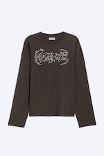 Dark Brown - Oversized Graphic Long-sleeve - 4