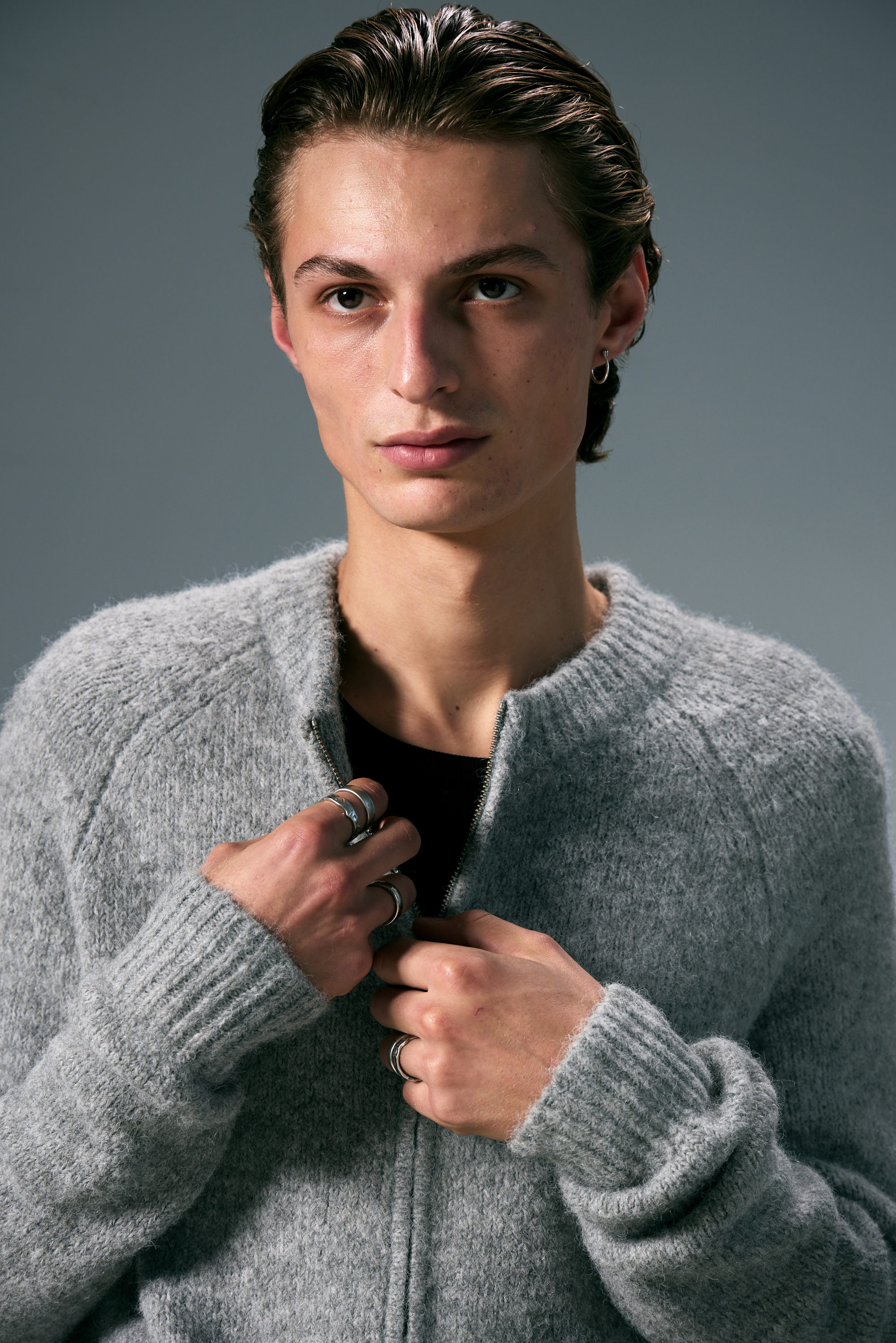 Grey Melange - Raglan-Sleeved Wool-Blend Zip Cardigan - 2