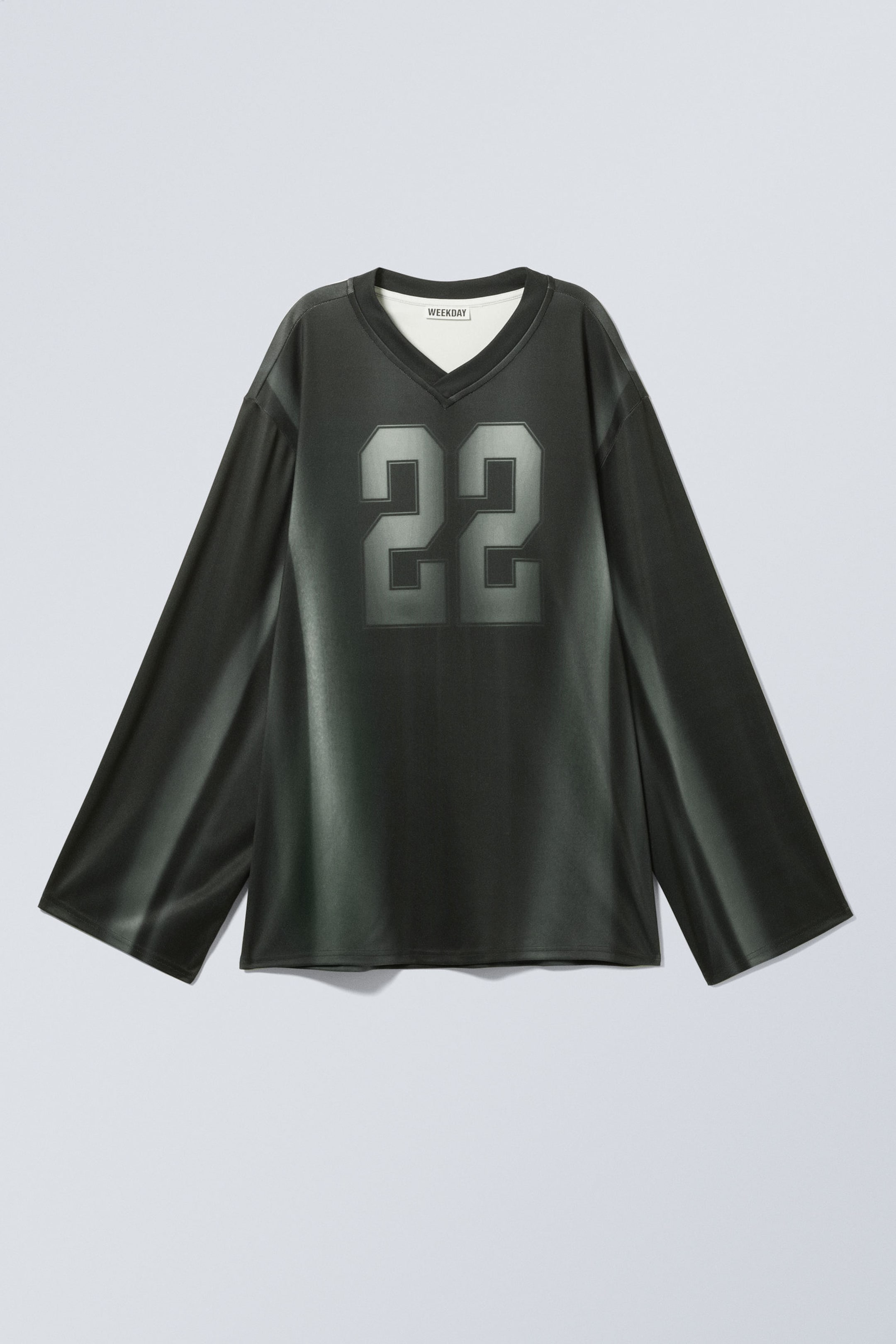 Black/Grey 22 - Long-Sleeved Oversized Sports T-shirt - 1