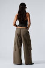 Khaki - Cargohose mit weitem Bein und Kordelzug - 2