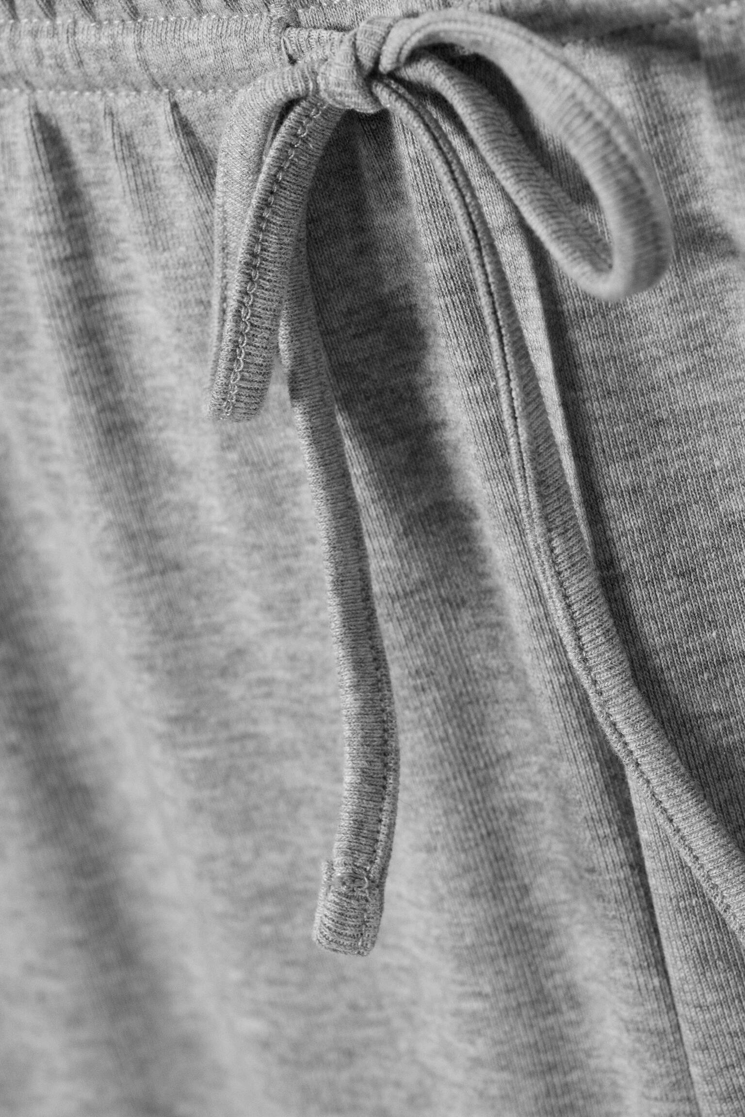 Mid Rise Relaxed Pyjama Trousers - Grey Melange/Black - 4