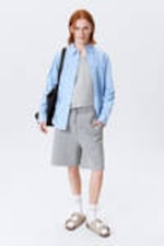 Grey Melange - Loose Fit Scuba Shorts - 0