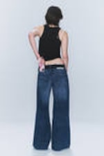 Blue Web - Mellanblå - Poser Regular Waist Loose Wide Jeans - 2