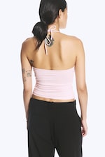 Light Pink - Slim Halterneck Cotton Top - 3