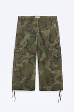 Khakigrön - Camo - Lågmidjade croppade cargobyxor - 4