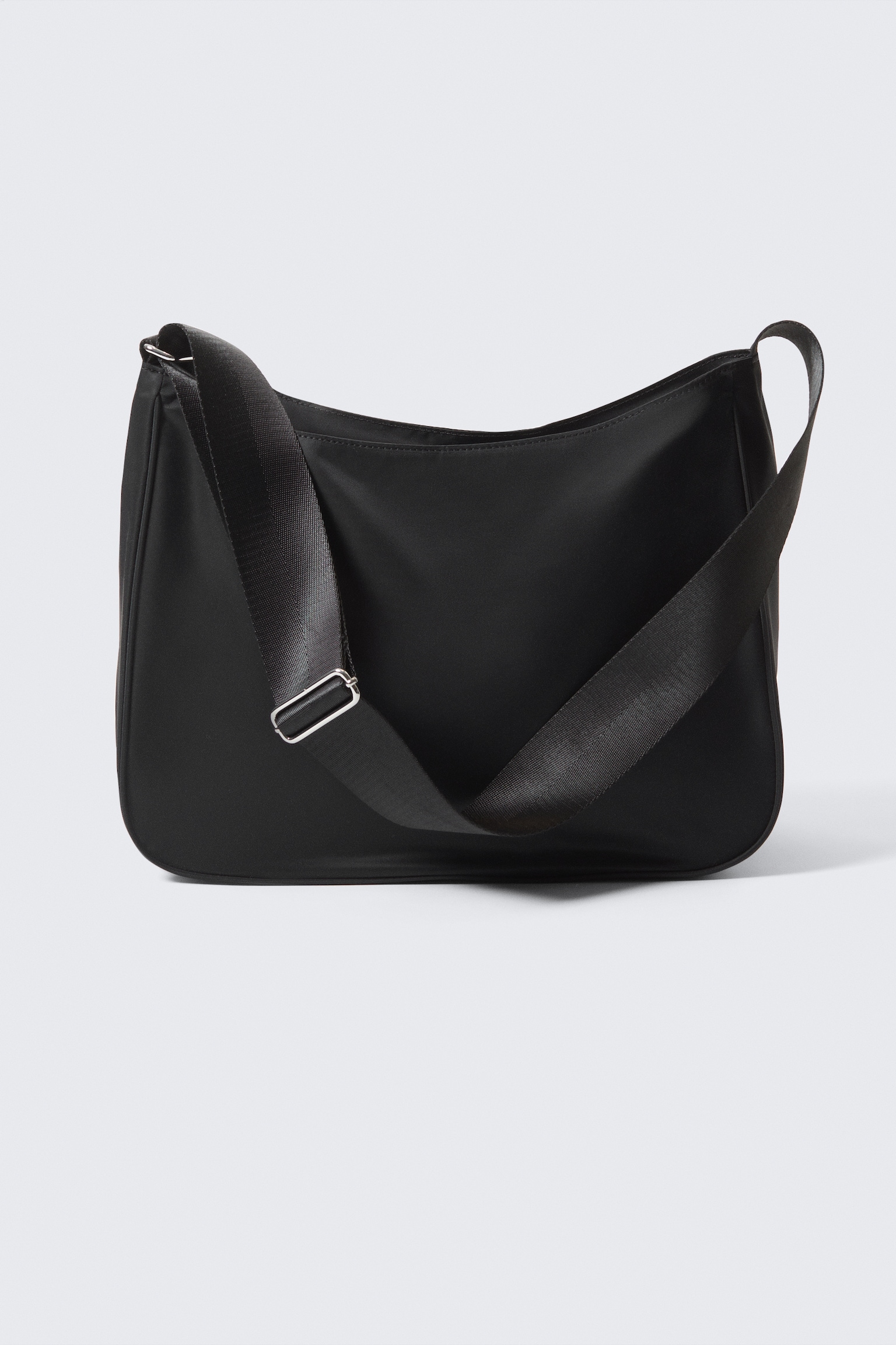Medium Nylon Twill Shoulder Bag - Black/Dark Red - 2